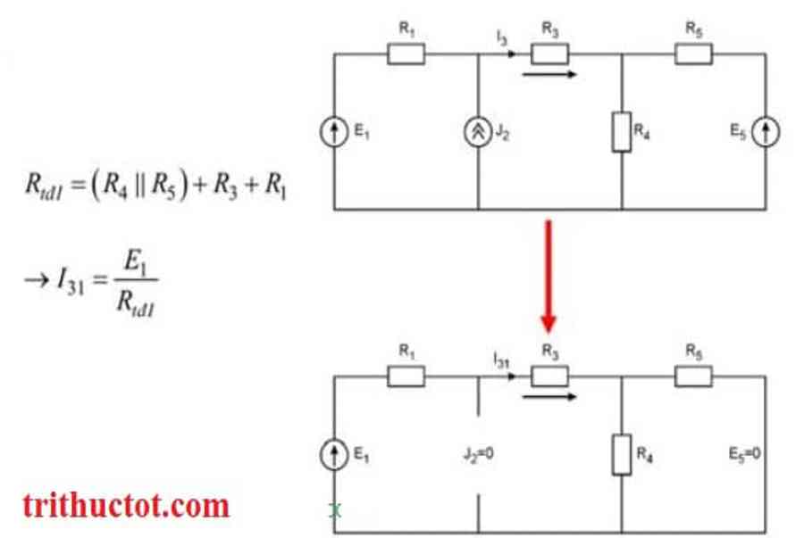 Cách thức áp dụng nguyên lý xếp chồng trong việc tính toán dòng và áp trong mạch điện có nhiều nguồn ra sao?
